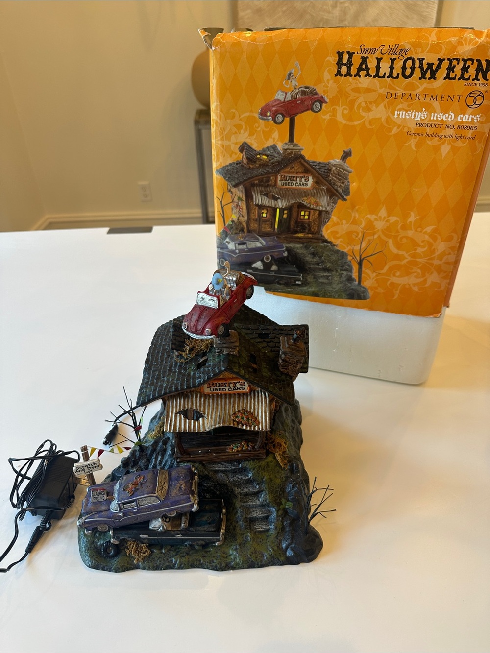 Department 56 Halloween Haunted Used Car Lot - Orange, Black, Red, Purple, Green